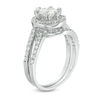 Thumbnail Image 1 of 6mm Cubic Zirconia Frame Bypass Bridal Set in Sterling Silver - Size 7
