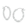 Thumbnail Image 1 of Baguette and Round Cubic Zirconia Alternating Inside-Out Hoop Earrings in Sterling Silver