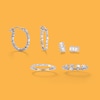 Thumbnail Image 2 of Baguette and Round Cubic Zirconia Alternating Inside-Out Hoop Earrings in Sterling Silver