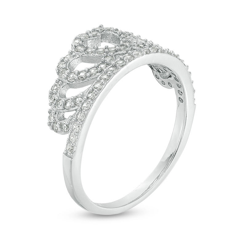 Main Image 2 of Cubic Zirconia Layered Heart Outline Crown in Sterling Silver - Size 7