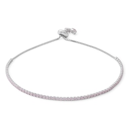 Pink and White Cubic Zirconia Bolo Bracelet in Sterling Silver - 9.5&quot;