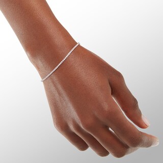 Solid Sterling Silver Pink CZ Line Bolo Bracelet - 8.75"