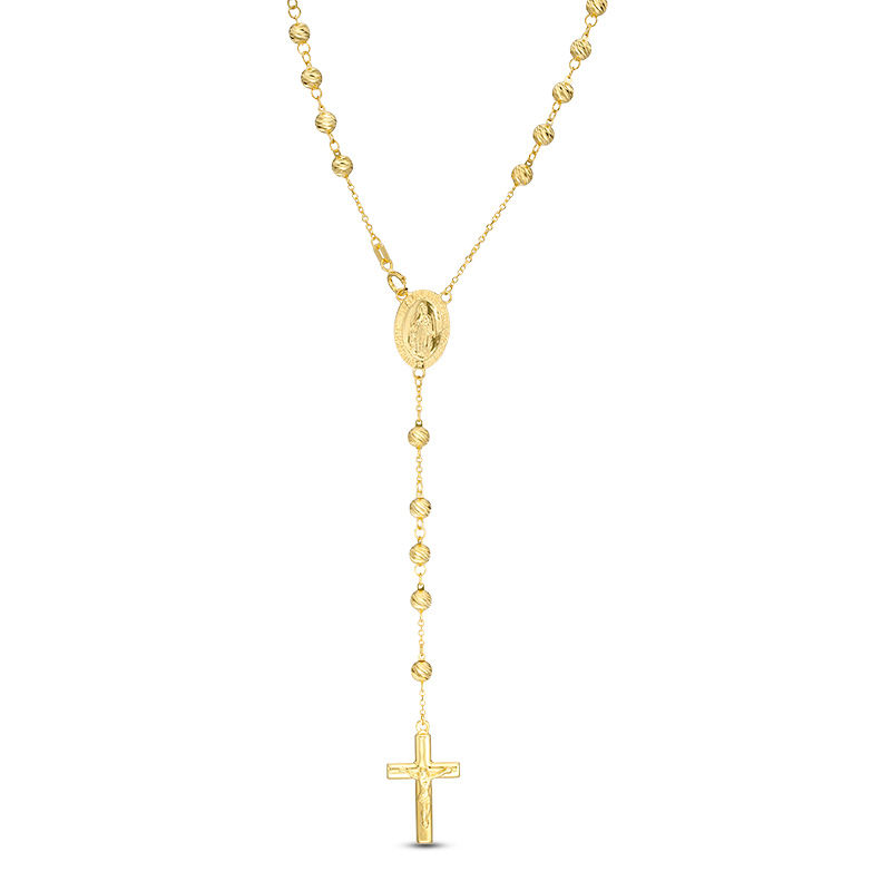 Main Image 1 of 030 Gauge Diamond-Cut Rosary Bead Necklace in 10K Gold - 26"