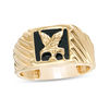 Thumbnail Image 1 of 10mm Square Onyx Flying Eagle Twist Signet Ring in 10K Gold - Size 10