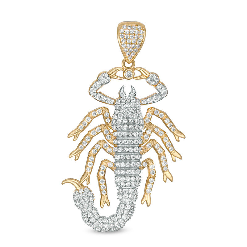 Cubic Zirconia Pavé Scorpion Necklace Charm in 10K Gold