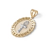 Diamond-Cut Ankh Cross Curb Chain Frame Medallion Necklace Charm in 10K Two-Tone Gold