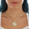 Thumbnail Image 3 of Diamond-Cut Ankh Cross Curb Chain Frame Medallion Necklace Charm in 10K Two-Tone Gold