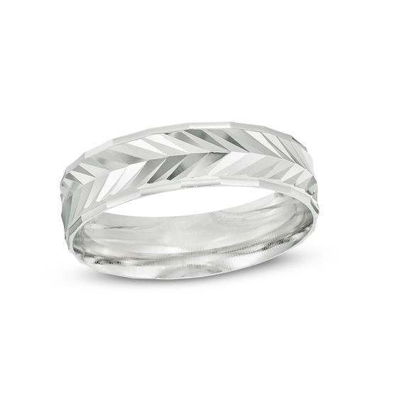 6mm Diamond-Cut Arrow Band in Sterling Silver - Size 10