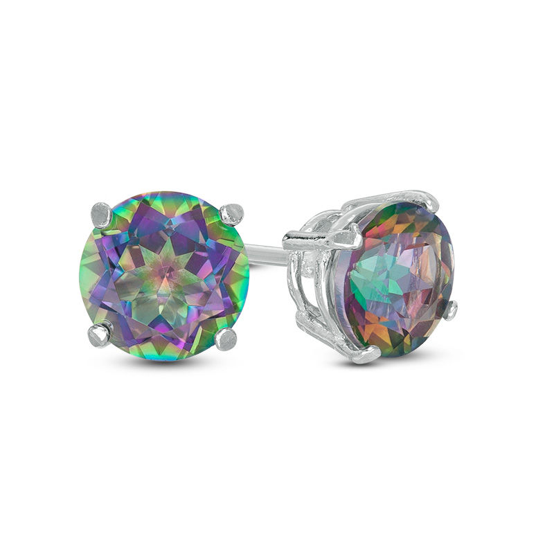 6mm Mystic Fire® Topaz Solitaire Stud Earrings in Sterling Silver