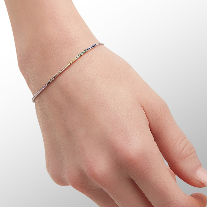 Main Image 3 of Multi-Color Cubic Zirconia Bolo Bracelet in Sterling Silver - 9.5"