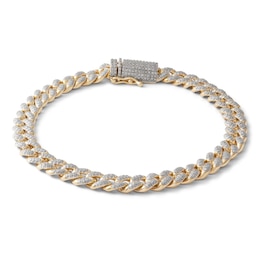 1 CT. T.W. Diamond Pavé Curb Link Bracelet in Sterling Silver with 14K Gold Plate - 8.75&quot;