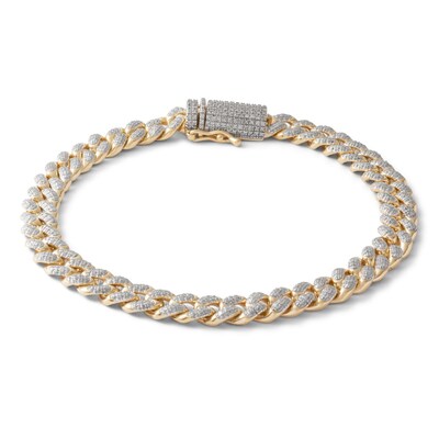 1 CT. T.W. Diamond Pavé Curb Link Bracelet in Sterling Silver with 14K Gold Plate - 8.75"