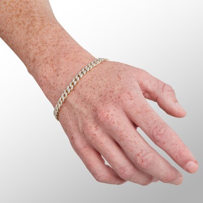 1 CT. T.W. Diamond Pavé Curb Link Bracelet in Sterling Silver with 14K Gold Plate - 8.75"