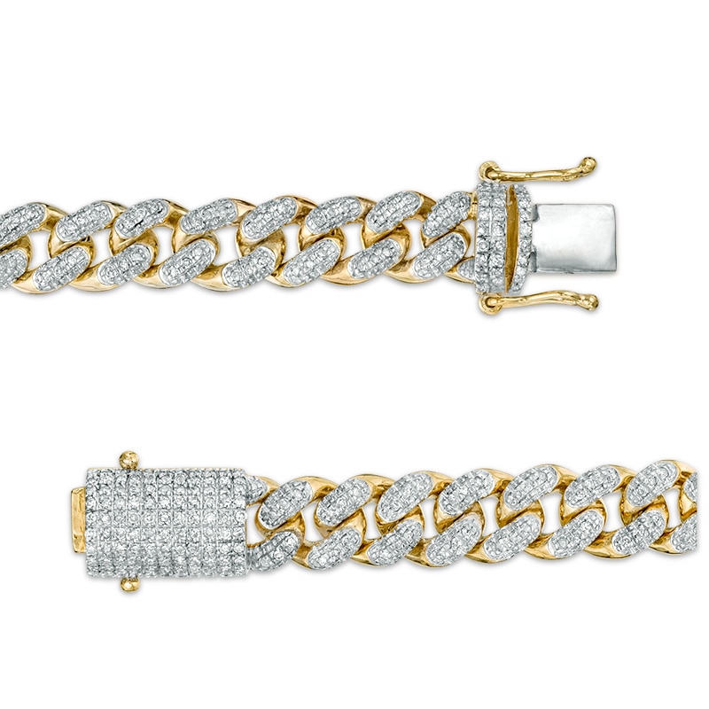 1 CT. T.W. Diamond Pavé Curb Link Bracelet in Sterling Silver with 14K Gold Plate - 8.75"