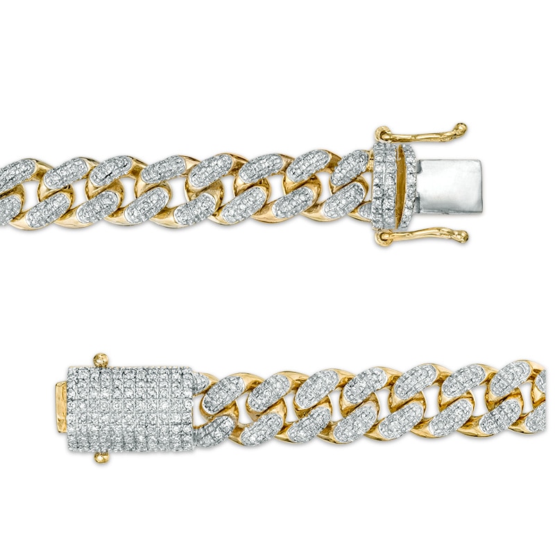Main Image 5 of 1 CT. T.W. Diamond Pavé Curb Link Bracelet in Sterling Silver with 14K Gold Plate - 8.75"