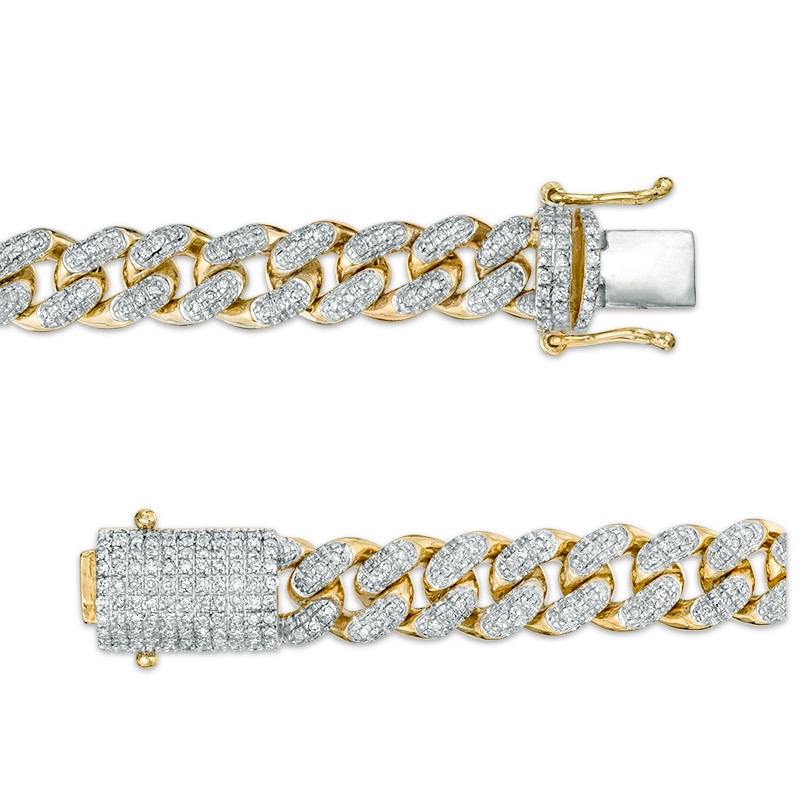 Semi-Solid Diamond Cuban Link Bracelet 1/2 ct tw Round Sterling Silver 8.5