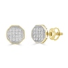 Thumbnail Image 1 of 1/10 CT. T.W. Composite Diamond Beaded Octagon Stud Earrings in 10K Gold