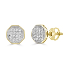1/10 CT. T.W. Composite Diamond Beaded Octagon Stud Earrings in 10K Gold