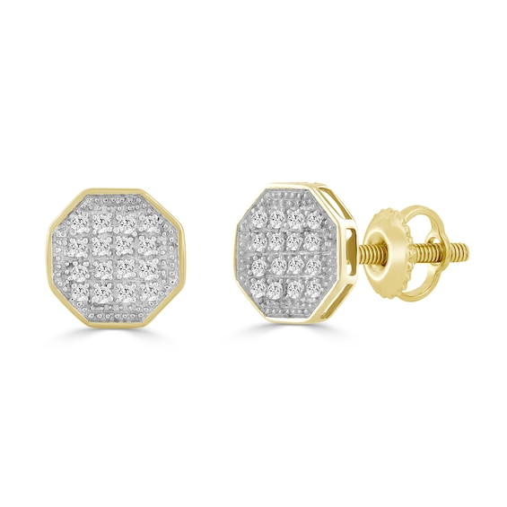 1/10 CT. T.W. Composite Diamond Beaded Octagon Stud Earrings in 10K Gold