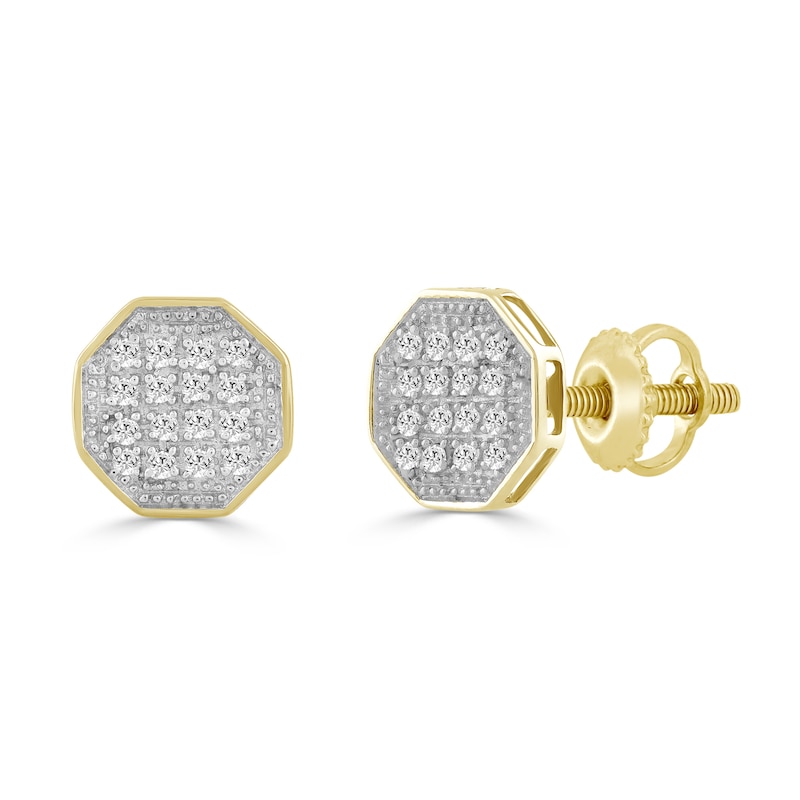 Main Image 1 of 1/10 CT. T.W. Composite Diamond Beaded Octagon Stud Earrings in 10K Gold