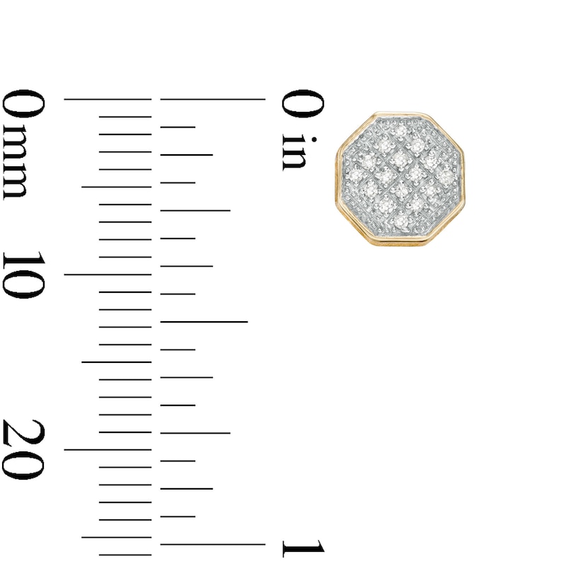 Main Image 2 of 1/10 CT. T.W. Composite Diamond Beaded Octagon Stud Earrings in 10K Gold