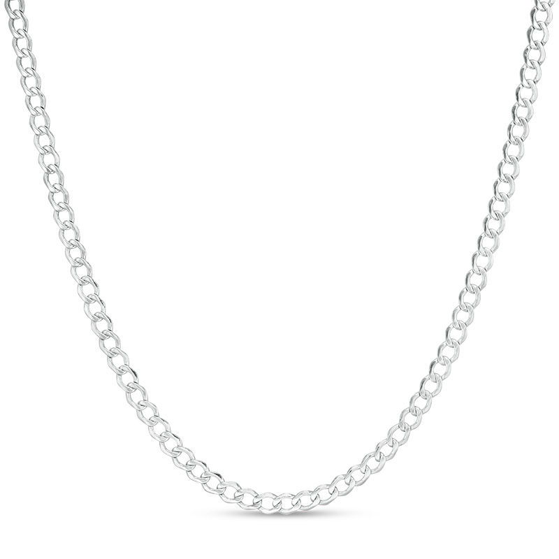 060 Gauge Bevelled Curb Chain Necklace in 10K Hollow White Gold - 18"