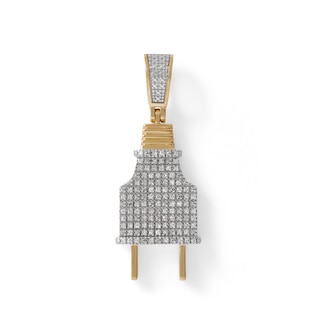 10K Gold 1/5 CT. T.W. Diamond Electrical Plug Necklace Charm