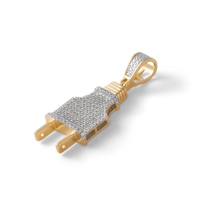 10K Gold 1/5 CT. T.W. Diamond Electrical Plug Necklace Charm