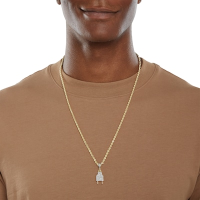 10K Gold 1/5 CT. T.W. Diamond Electrical Plug Necklace Charm