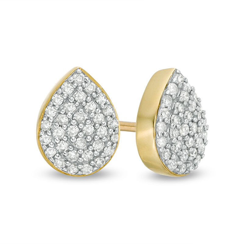 Main Image 1 of 1/5 CT. T.W. Composite Diamond Teardrop Stud Earrings in 10K Gold