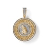 1/4 CT. T.W. Diamond Praying Hands and Greek Key Medallion Necklace Charm in 10K Gold