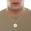 Thumbnail Image 4 of 1/4 CT. T.W. Diamond Praying Hands and Greek Key Medallion Necklace Charm in 10K Gold