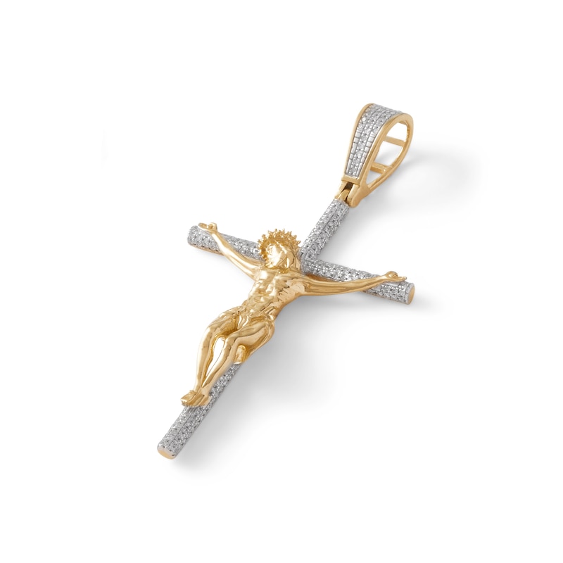 1/3 CT. T.W. Diamond Crucifix Necklace Charm in 10K Gold