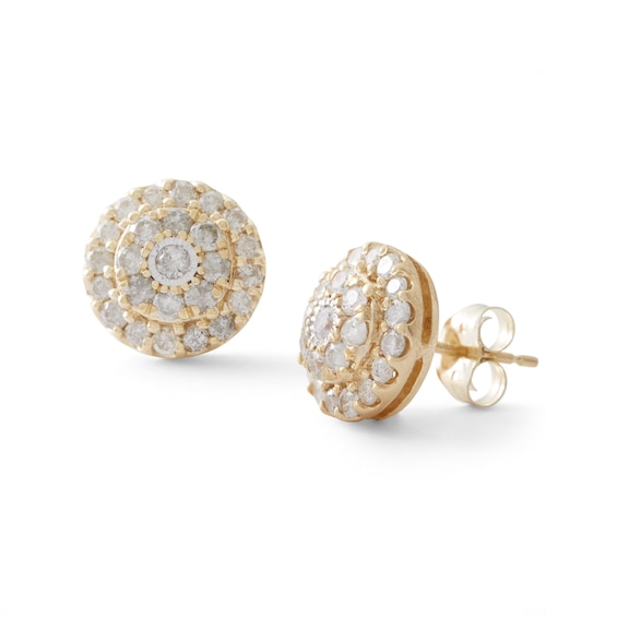 1 CT. T.W. Diamond Frame Flower Stud Earrings in 10K Gold