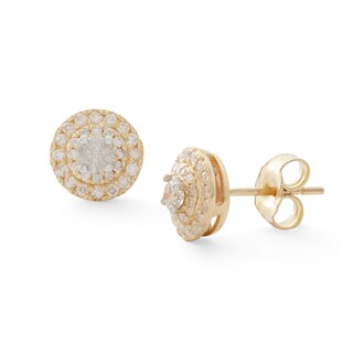 10K Gold 1/2 CT. T.W. Diamond Double Frame Studs