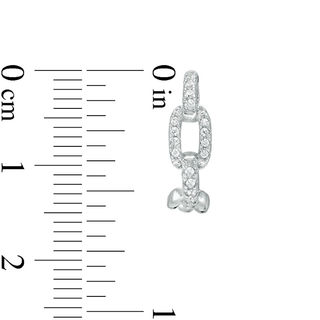 Cubic Zirconia Chain Link Huggie Hoop Earrings in Sterling Silver
