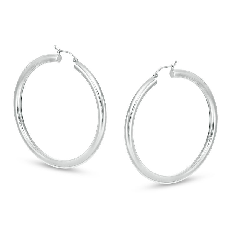 4 x 55mm Tube Hoop Earrings in Hollow Sterling Silver