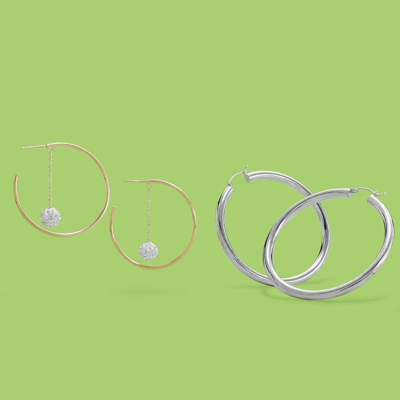 4 x 55mm Tube Hoop Earrings in Hollow Sterling Silver