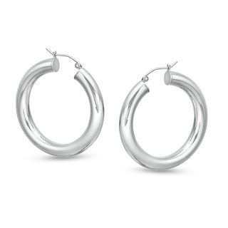 5 x 35mm Tube Hoop Earrings in Sterling Silver