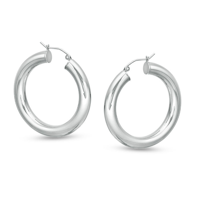 5 x 35mm Tube Hoop Earrings in Sterling Silver