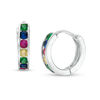 Thumbnail Image 0 of Multi-Color Cubic Zirconia Huggie Hoop Earrings in Sterling Silver
