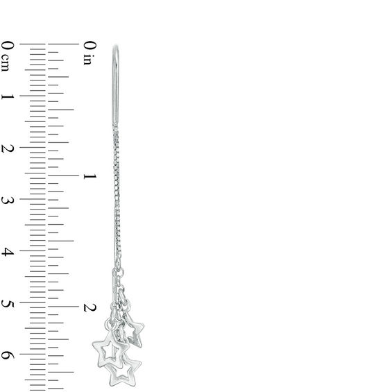 Made in Italy Triple Open Star Dangle Threader Earrings in Sterling Silver