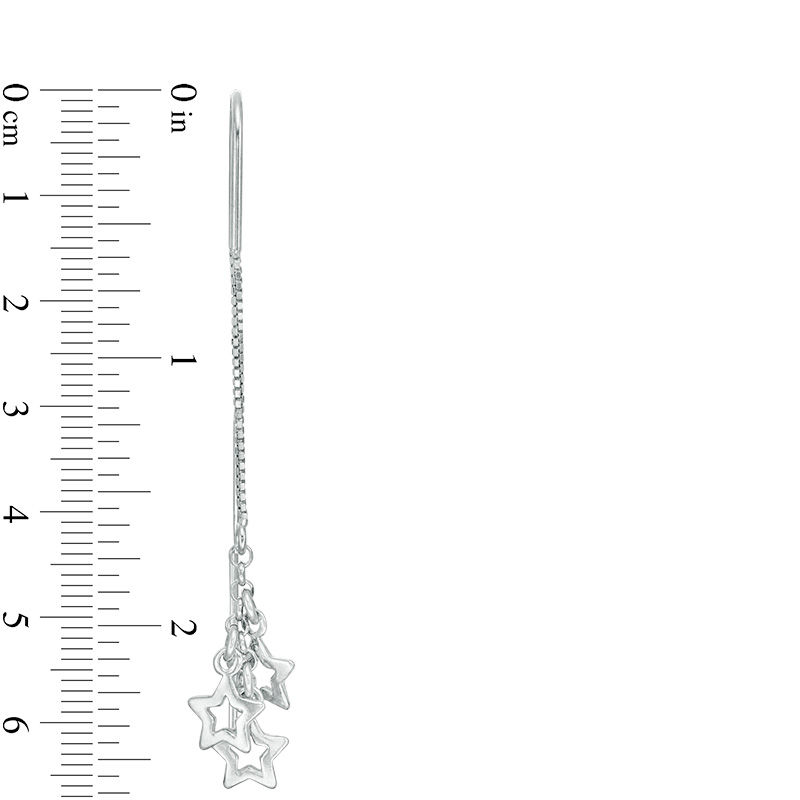 Main Image 2 of Made in Italy Triple Open Star Dangle Threader Earrings in Sterling Silver