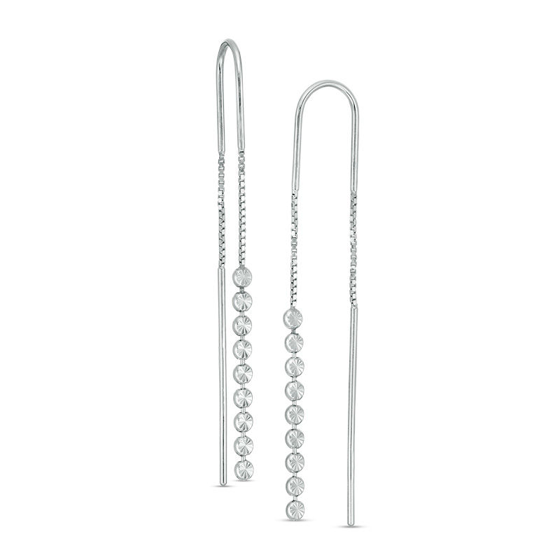 Main Image 1 of Made in Italy Diamond-Cut Stacked Mini Discs Threader Earrings in Sterling Silver