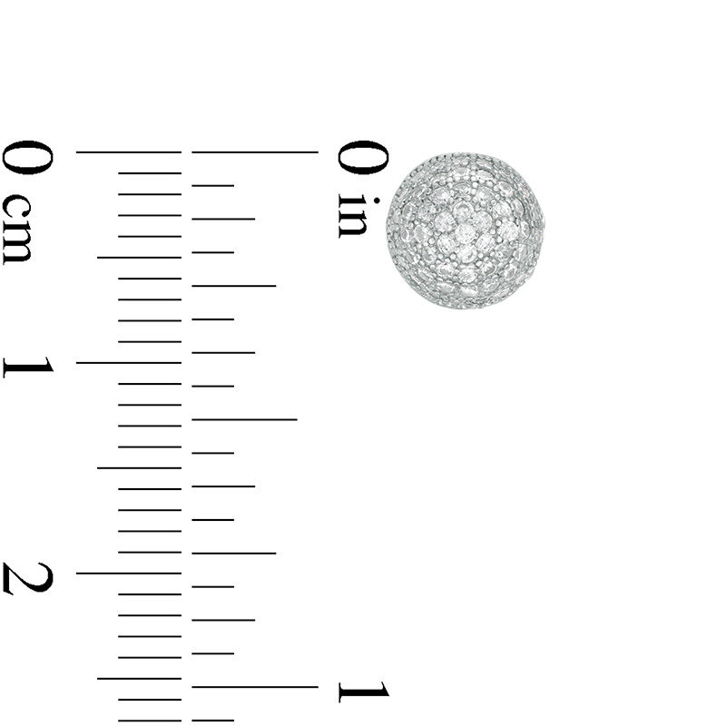 Main Image 2 of Cubic Zirconia Pavé Beaded 8mm Ball Stud Earrings in Sterling Silver