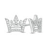 Cubic Zirconia Pavé Beaded Crown Cut-Out Stud Earrings in Sterling Silver
