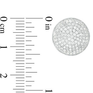 Cubic Zirconia Pavé Dome Stud Earrings in Sterling Silver