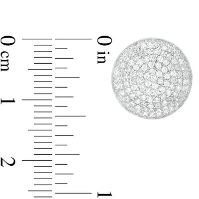 Cubic Zirconia Pavé Dome Stud Earrings in Sterling Silver
