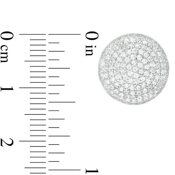 Cubic Zirconia Pavé Dome Stud Earrings in Sterling Silver