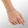 Diamond Accent Beaded Crescent Moon and Star Bracelet in Sterling Silver - 7.25"